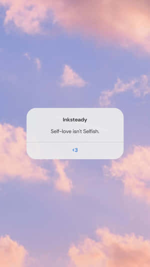喺有雲嘅粉彩天空背景下，通知框入面嘅勵志語句。