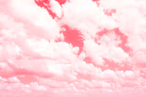 粉紅色天空，有蓬鬆的白雲輕輕飄動