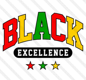 Black Excellence 文字，紅、綠、黃色星星，條紋背景