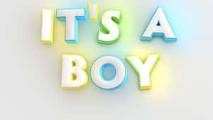 粗體3D字母以發光彩虹邊緣宣佈「It's a Boy」。 — 男生 壁紙