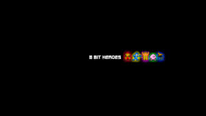 8 Bit Heroes 的像素藝術標誌，黑色背景上有五個色彩繽紛的遊戲角色。 — 遊戲 壁紙