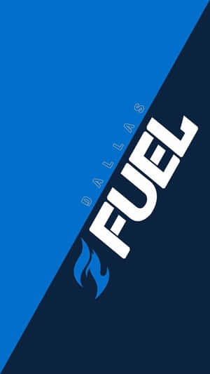 Dallas Fuel 電競隊標誌，在藍色漸變背景上帶有粗體文字和火焰。 — 鬥陣特攻 GIF 壁紙