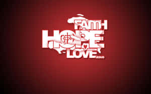 白色 Faith hope love Jesus 文字設計在紅色漸變背景上 — 靈性動態圖 壁紙