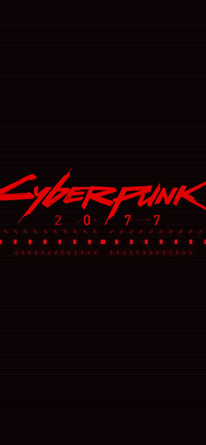帶有掃描線和菲林條設計的暗色屏幕上的紅色 cyberpunk 文字。 — iPhone 17 Pro 壁紙