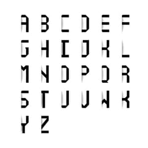 A至Z大寫字母以粗體黑色字體呈現，在白色背景上帶有柔和陰影。 — iPad Air 11 壁紙