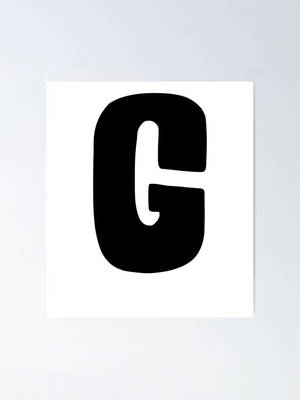 粗體黑色字母G在白色正方形上，安裝於淺灰色牆上。