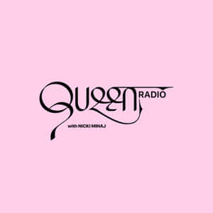 粉紅背景上黑色的Queen Radio with Nicki Minaj標誌 — 女王 GIF 壁紙