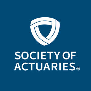 Society of Actuaries 標誌，帶有盾牌符號，背景為藍色。