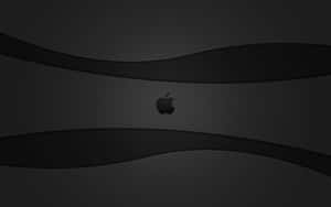 黑色Apple標誌在深色漸變背景上，帶有彎曲條帶。