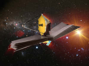詹姆斯·韋伯太空望遠鏡在恆星和彩色星雲之間運行。 — 外太空 壁紙