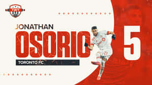 足球員 Jonathan Osorio 身穿多倫多 FC 球衣，背號 5 號，正在比賽中。 — 足球 壁紙