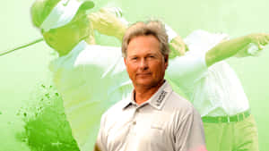 一位身穿白色Polo衫的高爾夫球手，帶有綠色動態疊加層展示他的揮桿。 — 運動 壁紙