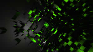 未來風格的發光綠色立方體隧道退入黑暗。 — 淺綠色美學動態圖 壁紙