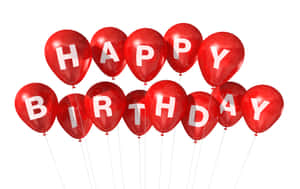 帶有白色字母拼出happy birthday的紅色氣球。