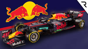帶有發光霓虹燈和贊助商標誌的Red Bull Racing一級方程式賽車。