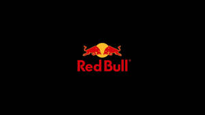 Red Bull 標誌，兩頭紅色公牛在黑色背景上衝向黃色太陽。 — 黑紅 壁紙
