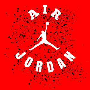 Air Jordan 標誌，帶有跳躍剪影和黑色潑濺，背景為紅色 — Air Jordan GIF 壁紙