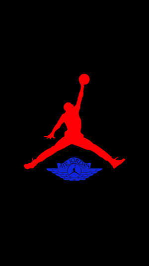 紅色 Air Jordan 標誌剪影，描繪籃球運動員跳起灌籃。