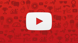YouTube標誌配紅色背景圖案