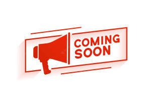 現代圖形設計中帶有coming soon文字的紅色擴音器圖標。