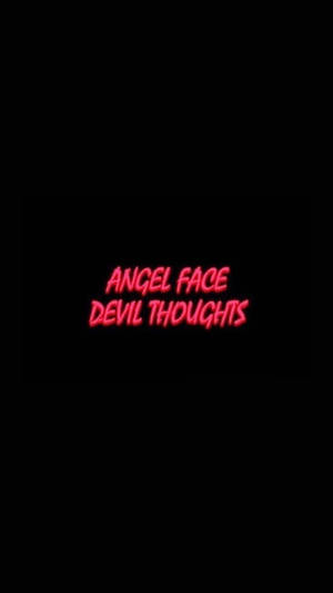 黑色背景上發出紅光的霓虹文字 angel face devil thoughts — 路西法 惡魔 壁紙