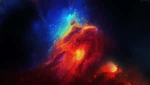 深空中帶有火紅和電光藍色的充滿活力的宇宙星雲。