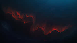 熾熱的紅色星雲在深空中發光，星星散落