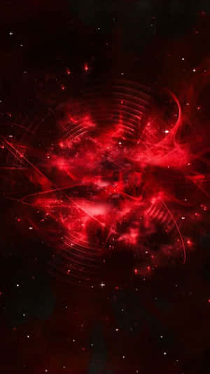 深空中帶有發光絲狀物和星星的紅色宇宙星雲。