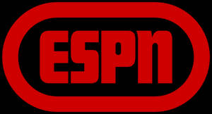 黑色背景上帶有黑色橢圓邊框的紅色ESPN標誌。
