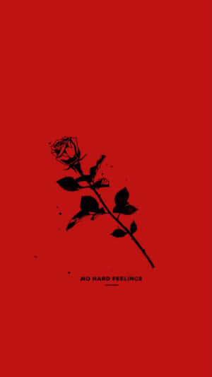 紅色背景上的黑色玫瑰剪影，帶有文字 no hard feelings