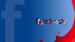 Facebook 標誌，帶有色彩繽紛的字母和紅色油漆飛濺在藍色背景上。
