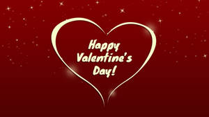 在紅色星空背景上，帶有 Happy Valentine's Day 文字的發光心形。