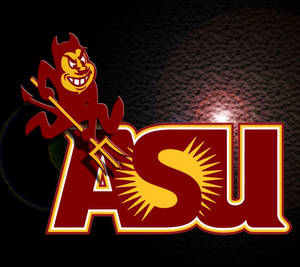 深色背景上紅色和金色的ASU魔鬼吉祥物標誌。 — 學校 壁紙