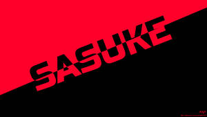 紅黑對角圖形，帶有風格化字體的SASUKE。