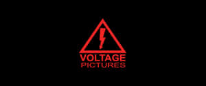 黑色背景上帶有閃電的紅色 voltage pictures 標誌