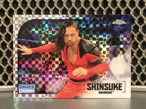 全息交易卡上的WWE摔角手中邑真輔。