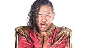 摔角手身穿紅金色外套，表情強烈 — WWE GIF 壁紙