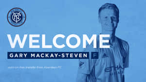 足球員Gary Mackay-Steven身穿紐約城FC球衣，附有歡迎訊息。 — 運動 壁紙