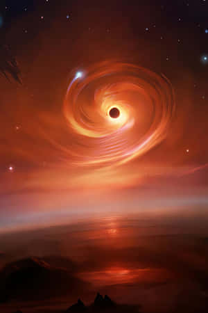 星空下外星山脈上方熾熱的黑洞 — 紐約市 壁紙