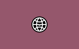 淡紫色背景上帶有握手符號的白色地球儀圖示 — 簡約風格 壁紙