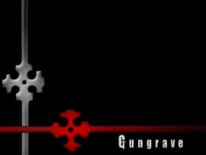 銀色和紅色十字架在黑色上交錯，帶有 Gungrave 文字。 — 省電 壁紙