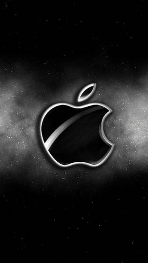 在太空中有星星和星雲的發光Apple標誌