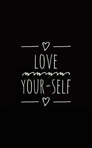 黑色背景上帶有心形的白色手寫短語 love your self。 — Nubia Flip2 壁紙