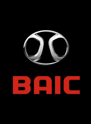 黑色背景上帶有銀色徽章和紅色文字的BAIC汽車標誌。 — iPad 第9代 壁紙