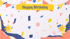 帶有彩色紙屑和星星形狀的Happy Birthday橫幅。