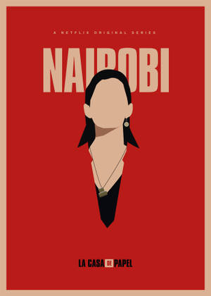Netflix 劇集《紙房子》中 Nairobi 的極簡海報，黑色無面女性，紅色背景。 — Oppo Pad 5 Pro 壁紙