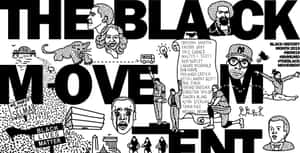 Black Lives Matter 抗議插圖，以大膽的黑白呈現關鍵人物和口號。 — 黑白 壁紙