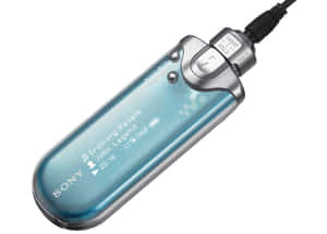 藍色Sony Walkman顯示歌曲名稱和藝術家。 — 音樂 GIF 壁紙