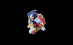 Sonic 和 Shadow 在黑色背景上進行動態動漫風格的競速。