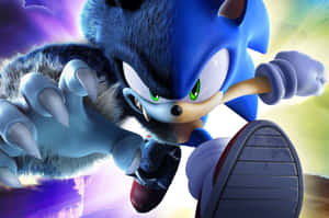 Sonic the Hedgehog 以動態動作姿勢呈現，擁有發光的眼睛和鋒利爪子。